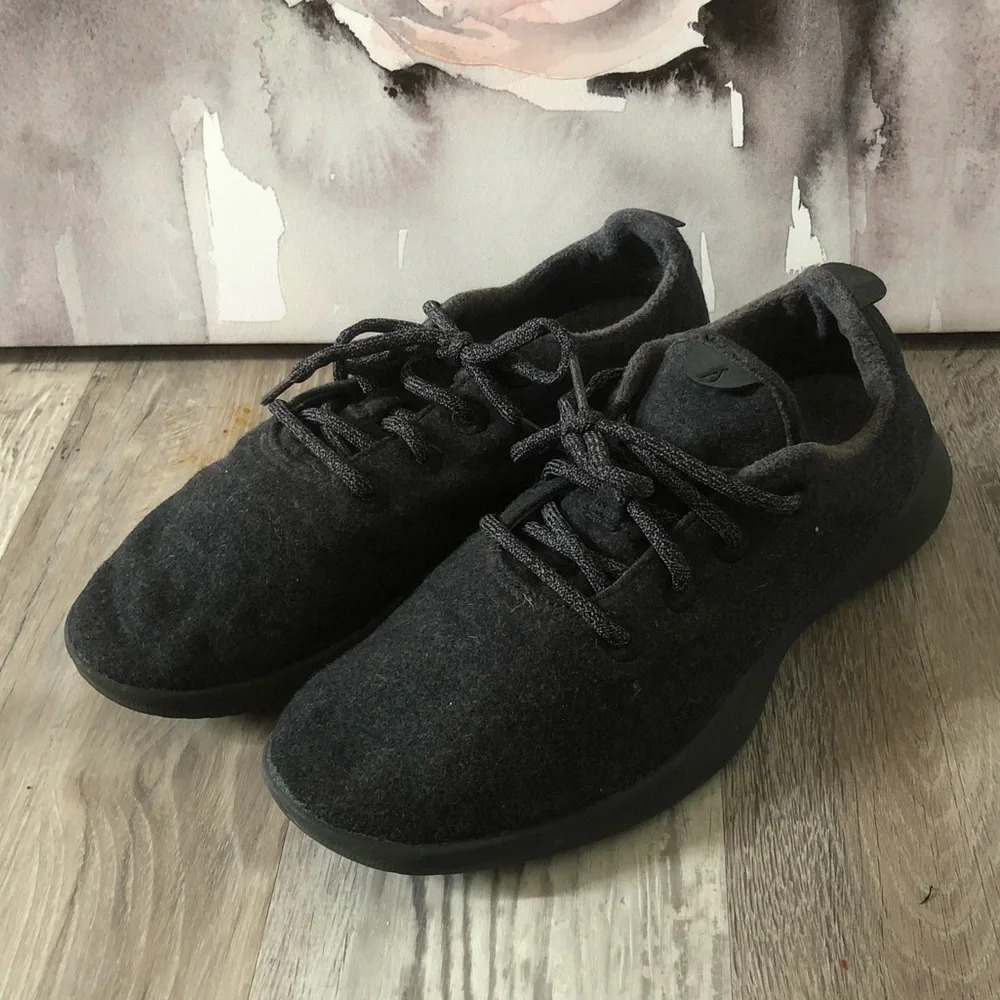 ! Allbirds The Wool Runners Merino Wool Casual Black Comfort Sneakers Me…